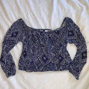 Long sleeve off the shoulder navy top